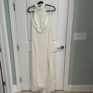 Amsale Ivory Backless Halter Dress
